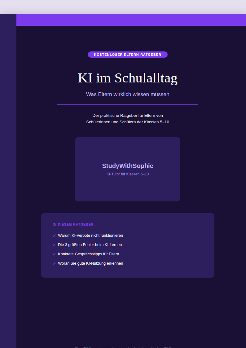 Cover des Eltern-Ratgebers: KI im Schulalltag